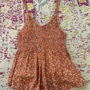 Kendall & Kylie Brown/Orange Smocked Camisole